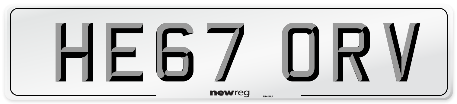 HE67 ORV Number Plate from New Reg